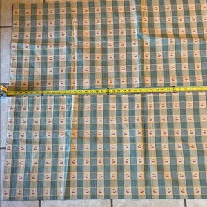 Valances Green and Yellow Plaid Fabric with Cherry Accents Pair
